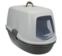 TRIXIE Berto Top litter tray - cover with door and activated charcoal filter - strainer insert for easy cleaning - Easy Click fasteners - light grey/dark grey - 39 × 42 × 59 cm - 40162