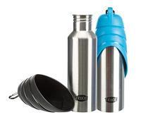 Trixie Bottle with bowl, stainless steel/plastic ( Assorted Color )
