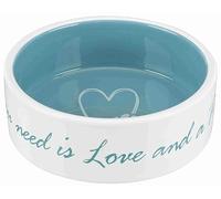 TRIXIE Bowl Pet's Home, Ceramic, 0,3 l/ø 12 cm, cream/teal
