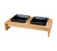 Trixie Dog Wood Ceramic Bowl Set - 2 × 0.4 l/13 × 13 cm/36 × 7 × 19 cm - 2pcs