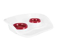 TRIXIE Bowl Set - Double Bowl with Splash Guard - Non-Slip & Easy to Clean - Removable Bowls - Plastic - Various Colours - Random Selection - 24721