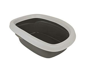 TRIXIE Carlo litter tray - removable rim - easy to clean - plastic - grey/white - 31 x 14 x 43 cm