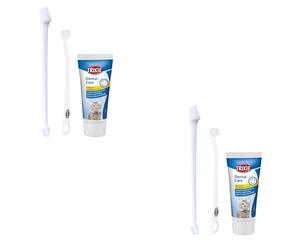 TRIXIE Cat Dental Care Set | Twin Pack | 2 x 50g | Cat Dental Care | Includes Cheese Flavoured Toothpaste and Two Toothbrushes with Three Different Heads