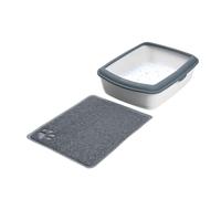 Trixie Cat Litter Tray Toilet Clean Pan Mat Grey With Paw Non Slip