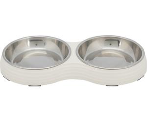 Trixie Cat Melamine/Stainless Steel Bowl Set - 2 × 0.2 l/ø 13 cm/27 × 3 × 14 cm - 2pcs