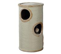 Trixie Cat Tower, 70 cm, Beige | 3-level scratching post with padded sleeping surface and play ball - cuddly and stable