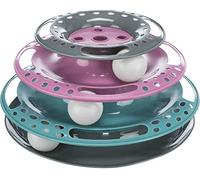 TRIXIE Catch the Balls - Cat Toy with Three Tiers & One Ball Each - Encourages Natural Hunting Behaviour & Mental Stimulation - Easy-Clean Plastic Tower, ø 25 × 13 cm
