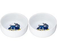 Trixie Ceramic Bowl with Cat Motif, 0.3 Litre, White (Pack of 2)