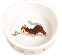 Trixie Ceramic Cat Bowl with Motif, 0.2 Litre, White 1 Count (Pack of 1)