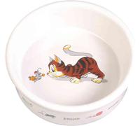 Trixie Ceramic Cat Bowl with Motif, 0.2 Litre, White