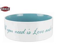 Trixie Ceramic Dog Bowl Cream & Petrol Blue Large 1.4L