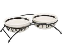 Trixie Ceramic/Metal Bowl Set for Dog - 2 × 0.25 l/ø 13 cm/27 × 7 × 14 cm