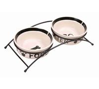 Trixie Ceramic/Metal Bowl Set for Dog - 2 × 0.6 l/ø 15 cm/32 × 9 × 15 cm