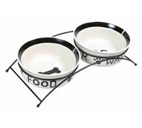 Trixie Eat on Feet Two Ceramic Dog Bowl Set, 1.6 Litre, Multicolor