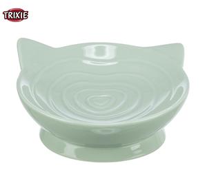TRIXIE CERAMIC VIVIANA RAISED CAT KITTEN FOOD BOWL SAGE GREEN 150ML 14CM