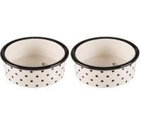 Trixie Ceramic Zentangle Bowl for Cat and Dog, 5L, White and Black, Medium Breed, Indoor and Travel Use (Pack of 2)