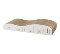 Trixie Christmas Cat Scratching Board, White and Gold Corrugated Cardboard, Festive Holiday Design, 43.5 x 20 x 8 cm
