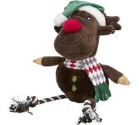 Trixie Christmas Plush Dog Toys with Rope and Squeaker (Reindeer 49cm)