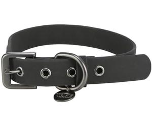 TRIXIE CityStyle L Dog Collar Neck Circumference 45-52 cm/25 mm Black PVC Collar for Small - Medium Dogs, Adjustable, Water-Repellent & Wipe-Clean, 1971701