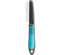 TRIXIE coat detangler for detangling and smoothing the coat - for top coat and undercoat - rubberised plastic handle - 22 cm - black/blue - 23772