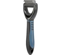 TRIXIE coat detangler for detangling and thinning - cuts small tangles - smoothes top coat and undercoat - 1 cm tine length - rubberised plastic handle - 6 x 18 cm - black/blue - 24242