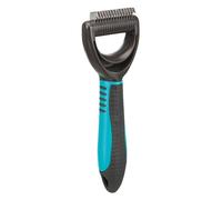 TRIXIE coat detangler for detangling and thinning - smoothes top coat and undercoat - rubberised plastic handle - 1 cm tine length - 5 x 18 cm - black/blue - 24241