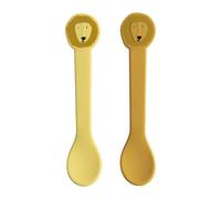 Trixie Colourful Silicone Spoons with Faces for Children, Set of 2, Stainless Steel core, Dishwasher Safe, for Babies from 4 Months, 14x3x2 cm, Learning to eat and Develop Motor Skills (Mr Lion)