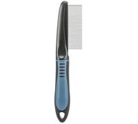 TRIXIE comb with fine teeth - smoothes the coat - top coat and undercoat - rubberised plastic handle - 22 cm - black/blue - 23764