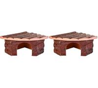 TRIXIE corner house Jesper for large hamsters and degus, 32 × 13 × 21/21 cm, 62042, bark wood (Pack of 2)