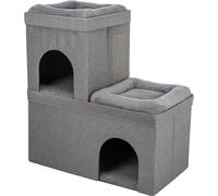 TRIXIE Crazy Cube Stackable Cat Condo, Indoor Cat House with Scratching Pad, Foldable Cat Hideaway Cave, 2-Story
