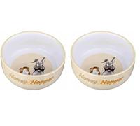 Trixie Cream Ceramic Rabbit Bowl, 11 cm (Pack of 2), 250 ml
