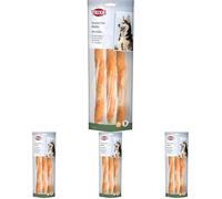 TRIXIE Denta Fun Rolls with Chicken - Beef skin coated with chicken fillet - 3 pieces - 28 cm - 250 g - Gluten free - 31326 (Pack of 4)