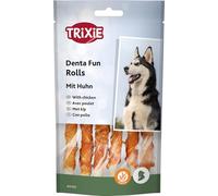 TRIXIE Denta Fun Rolls with Chicken - Beef skin coated with chicken fillet - 6 pieces - 12 cm - 70 g - Gluten free - 31325