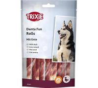 TRIXIE Denta Fun Rolls with duck - dog snack - beef skin coated with duck meat - gluten free - 12 cm - 10 rolls - 80 g