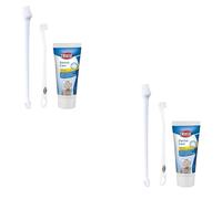 TRIXIE Dental Care Set for Cats | Double Pack | 2 x 50g | For Cat Dental Care | Includes Cheese Aroma Toothpaste and Two Toothbrushes with Three Different Heads