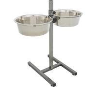TRIXIE dog bar with 2 stainless steel bowls - height adjustable - bowl lock and rattle protection - adjustable rubber feet - dishwasher safe - metal/stainless steel - 2 x 4.5 l - ø 29 cm - 24923