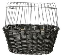 TRIXIE dog basket for the front of the bike up to 5 kg 50 × 41 × 35 cm - woven dog bike basket for the handlebars - in a chic wicker look with plastic grille, 2818