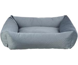 TRIXIE dog bed Alena 24 x 20 in blue-grey - rectangular cuddly bed with soft velvet cover, dog basket for small dogs, firmly integrated cushion, non-slip bottom - soft & washable - 37790