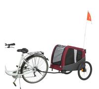 TRIXIE Dog Bike Trailer - safe pet transport - foldable - grey and red - Size L: 75 × 86 × 80/145 cm
