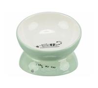 TRIXIE ELEVATED CAT BOWL CAT KITTEN SAGE/WHITE CERAMIC FOOD BOWL RAISED 150ML