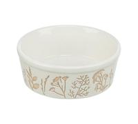 TRIXIE Dog Feeding Bowl with Plant Pattern Textured Ceramic White/Taupe