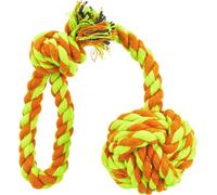 Trixie dog play rope with woven ball, ø 5.5/30 cm, orange/lime, cotton/polyester, for throwing and tug-of-war