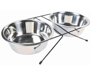 Trixie Dog Stainless Steel Bowl Set - 2 × 2.8 l/ø 24 cm/52 × 11 × 30 cm - 2pcs