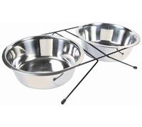 Trixie Dog Stainless Steel Bowl Set - 2 × 2.8 l/ø 24 cm/52 × 11 × 30 cm - 2pcs
