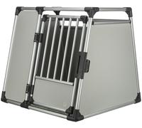TRIXIE Dog Transport Box Aluminium in Silver - XL: 91 × 85 × 89 cm, Stable and Low-Noise Dog Box with Slanted Sides, Safety Lock & Non-Slip Mat - 39346