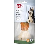 TRIXIE Dog Treats Denta Fun Knotted Chicken Chewing Bone Dog Snack - Snack to support dental care, savory treat with meat 120 g 18 cm - 31324