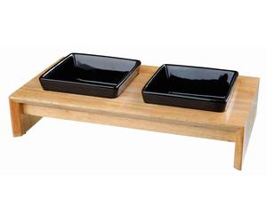 Trixie Dog Wood Ceramic Bowl Set - 2 × 0.4 l/13 × 13 cm/36 × 7 × 19 cm - 2pcs