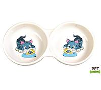 Trixie Double Diner Ceramic Cat Bowl With Print