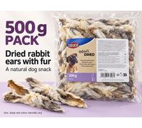 Natural Furry Rabbit Skin Pieces Large 500g Bag. Dog Treats, De Wormer, Trixie