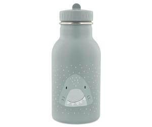 Trixie Drinking Bottle - Mr. Shark - 350ml Stainless Steel Water Bottle for Kids - Grey - Leakproof - Eco-Friendly and BPA-Free